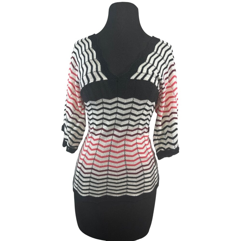 Absolutely Creative Worldwide Womens Size Small Striped Low Cut Sweater
